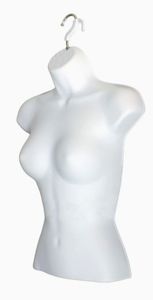 NaHanco Heavy-Duty Plastic, Hollow-Back Female Torso Mannequin with Hanging Hook